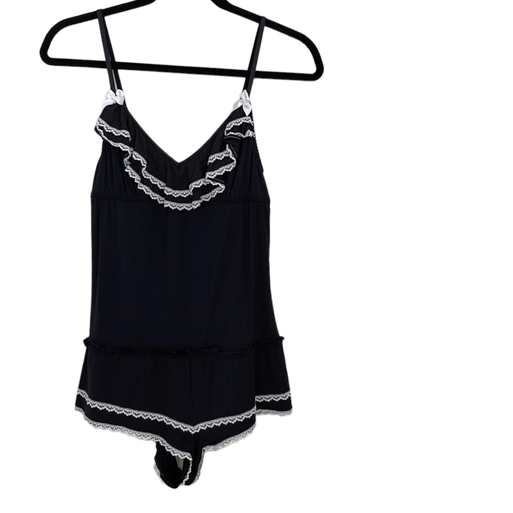Victoria Secret black romper lace bow detailing